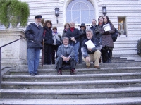 Ingresso American Academy in Rome. La dottoressa Christina Huemer, al centro della foto, riceve il gruppo di visitatori.